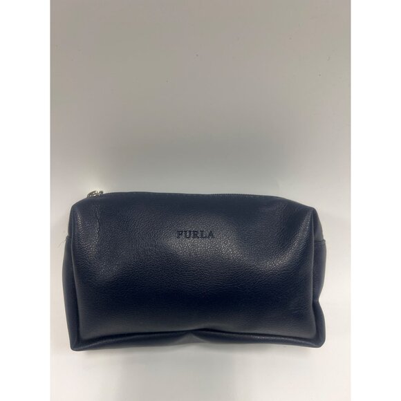Furla Navy Blue Travel Toiletry Bag With Zip Closure & Logo Detail - Picture 2 of 8